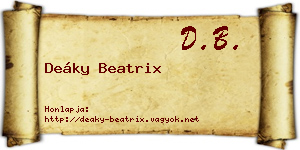 Deáky Beatrix névjegykártya