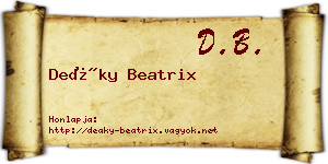 Deáky Beatrix névjegykártya